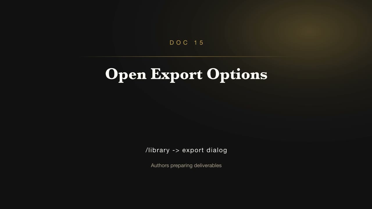 Open Export Options — BookWriter video doc thumbnail